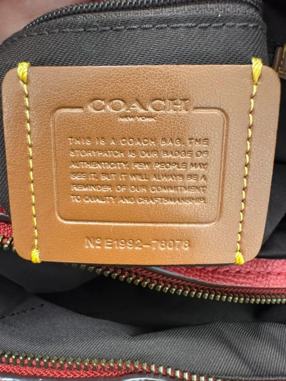 Coach Dalton 31 Red Pebbled Leather Shoulder Bag with Patterned Canvas Sides EUC